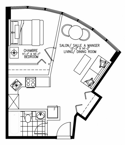 Downtown - Montreal Apartment 1 b. $1,659/month. Apartment for rent in Downtown - Montreal