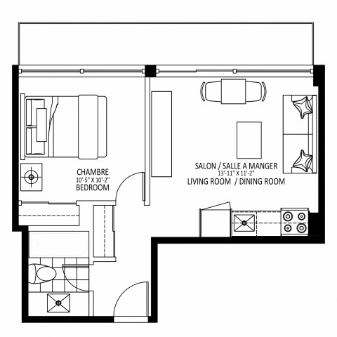 Downtown - Montreal Apartment 1 b. $1,456/month. Apartment for rent in Downtown - Montreal