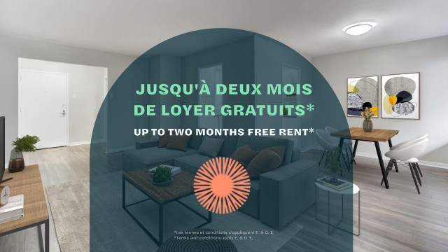 Cote-Saint-Luc Apartment 2 b. $1,910/month. Apartment for rent in Cote-Saint-Luc