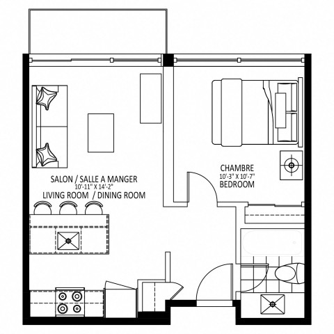 Downtown - Montreal Apartment 1 b. $1,669/month. Apartment for rent in Downtown - Montreal