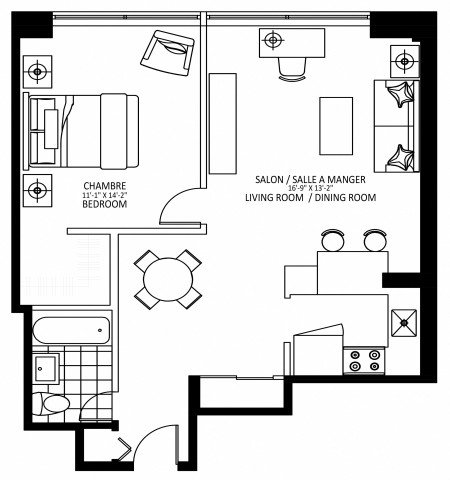 Appartement 2 1/2 Centre-ville - Montréal 1 749 $/mois. Appartement à louer Centre-ville - Montréal