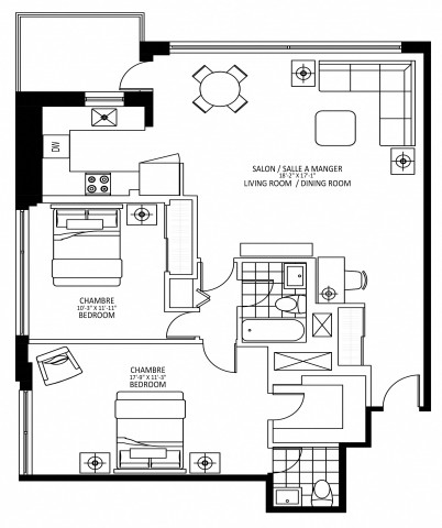 Downtown - Montreal Apartment 2 b. $2,649/month. Apartment for rent in Downtown - Montreal